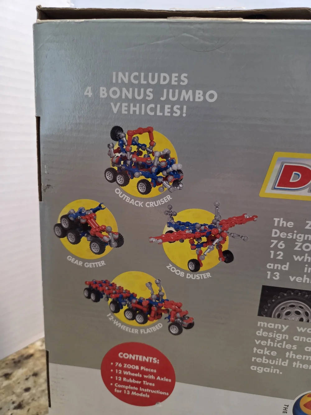 ZOOB MOBILE 76pc Building Construction Toy Car Designer Set Zoobmobile Wheels